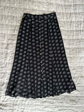 Sigrid Olsen Black Midi Skirt with White Sunburst Print